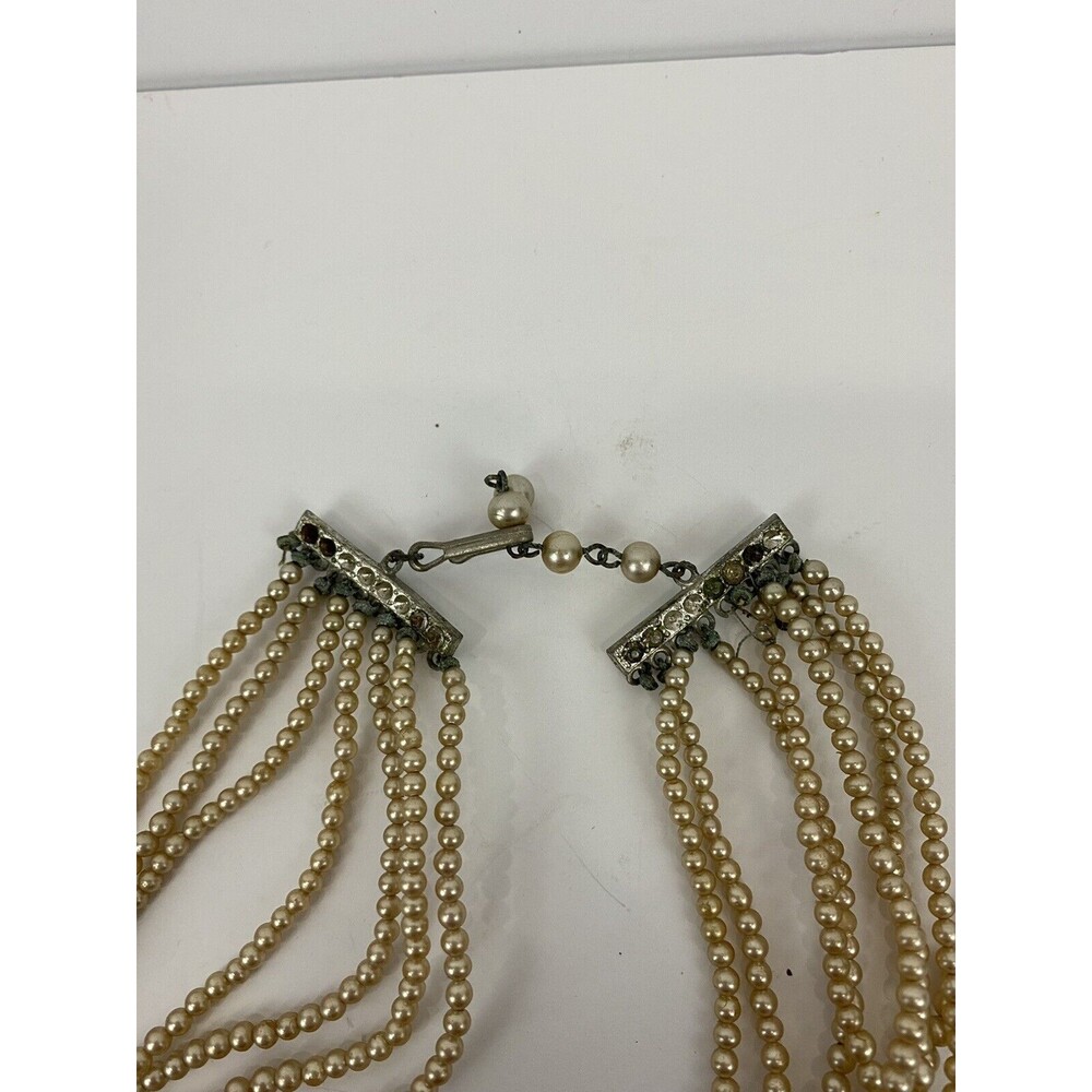 Antique Victorian Layered Pearl Multi Strand Graduated Necklace As Is - Picture 5 of 5